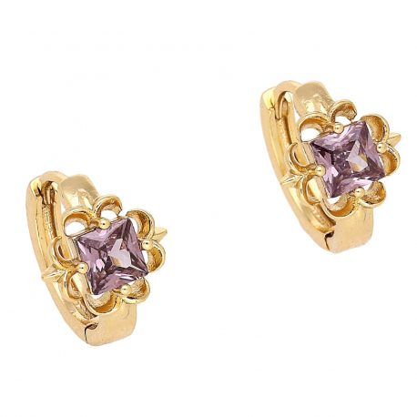 KOLCZYKI POZŁACANE 12/9 MM KÓŁECZKA Z AMETYSTEM RADIANTEM XUPING 85295
