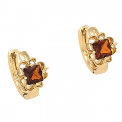 KOLCZYKI POZŁACANE 12/9 MM KÓŁECZKA Z GRANATEM RADIANTEM XUPING 85296