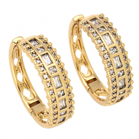 KOLCZYKI POZŁACANE 29/9 MM BRYLANTOWE KOŁA XUPING 85299