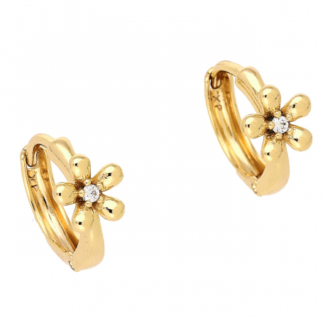 KOLCZYKI POZŁACANE 13/7 MM KÓŁKA Z MARGERYTKĄ XUPING 85303