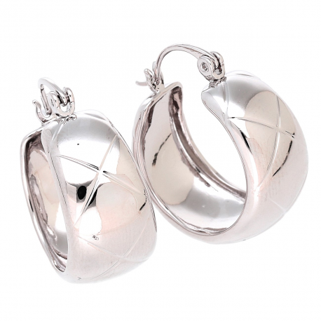 KOLCZYKI PLATYNOWANE 25/12 MM TRADYCYJNE SREBRNE KOŁA XUPING 85311