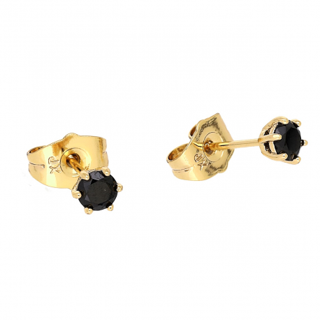 KOLCZYKI POZŁACANE 4 MM CZARNY BRYLANCIK XUPING 85323