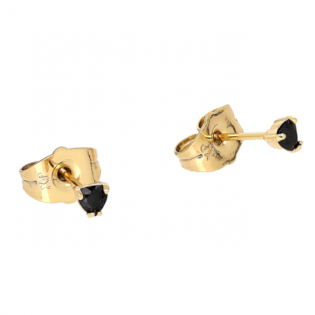 KOLCZYKI POZŁACANE 3 MM CZARNY BRYLANCIK SERCE XUPING 85328