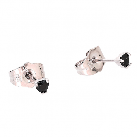 KOLCZYKI PLATYNOWANE 3 MM CZARNY BRYLANCIK SERCE XUPING 85329