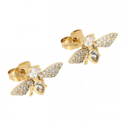 KOLCZYKI POZŁACANE 10/20 MM BRYLANTOWA PSZCZÓŁKA XUPING 85341