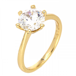 PIERŚCIONEK POZŁACANY 9 MM BRYLANT ZARĘCZYNOWY XUPING 85354