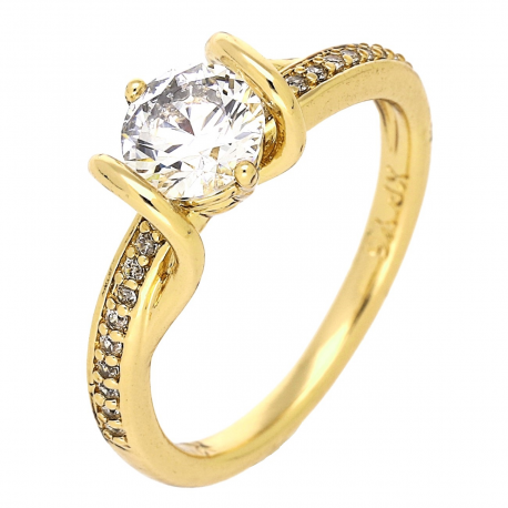 PIERŚCIONEK POZŁACANY 7 MM ZARĘCZYNOWY BRYLANT XUPING 85360