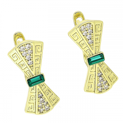 14K KOLCZYKI POZŁACANE 20/9 MM EMERALD CRYSTAL XUPING 85457