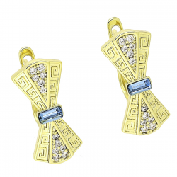 14K KOLCZYKI POZŁACANE 20/9 MM SAPPHIRE LIGHT CRYSTAL XUPING 85458