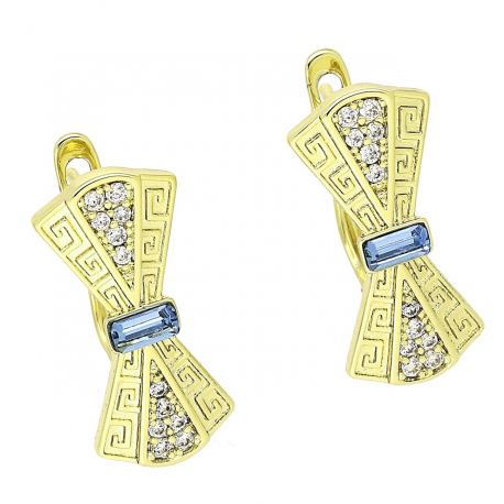 14K KOLCZYKI POZŁACANE 20/9 MM SAPPHIRE LIGHT CRYSTAL XUPING 85458
