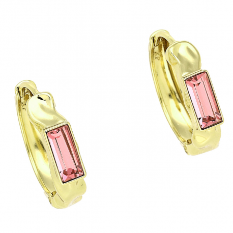 14K KOLCZYKI POZŁACANE 17/4 MM ROSE CRYSTAL XUPING 85463
